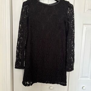 Forever 21 Black Floral Lace Long Sleeve Dress